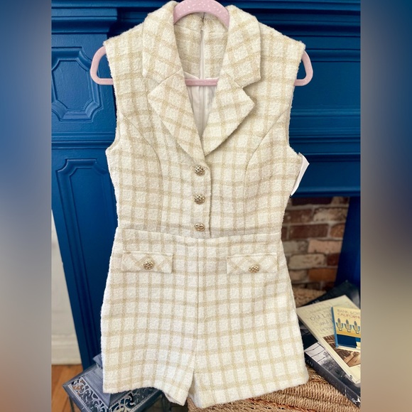 Endless Rose Sleeveless Tweed Suited Romper.NWT Size : S - Picture 6 of 11